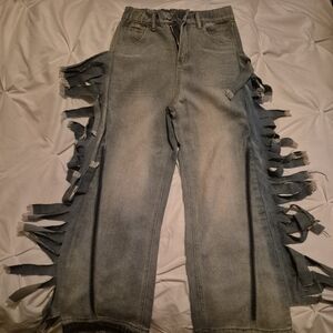 Zara Gray Flare Wide Leg Jeans